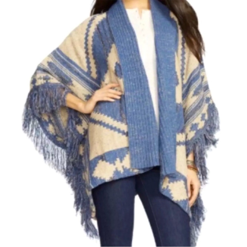 WOMENS SMALL LAUREN RALPH LAUREN WESTERN AZTEC SWEATER SHAWL PONCHO